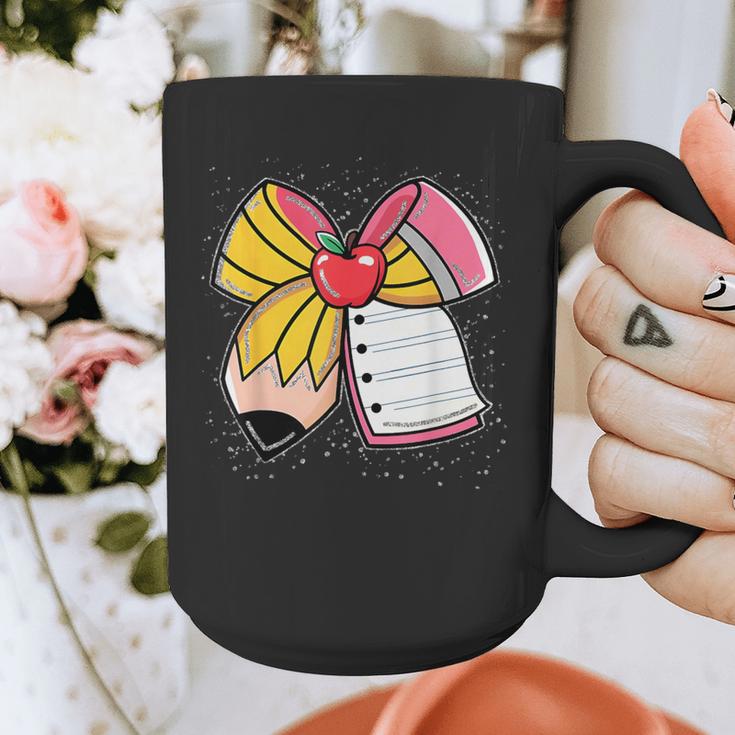 Student Teacher Coquette Bow Pencil Back To School First Day Graphic Print Coffee Mug, funny design Student Teacher Coquette Bow Pencil Back To School First Day Graphic Print Coffee Mug, funny design