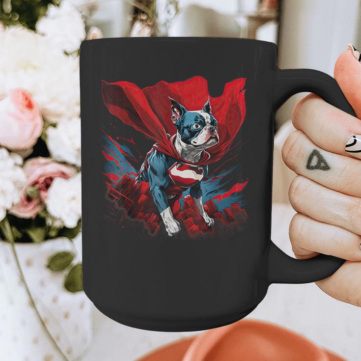 Super Power Superhero Boston Terrier Dog For Men Women Kids Graphic Print Coffee Mug, funny design