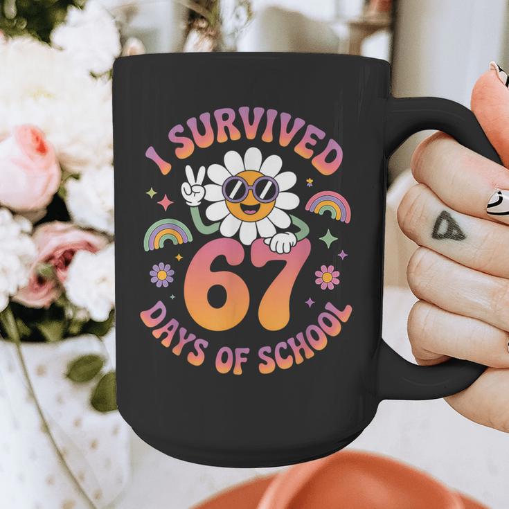 I Survived 67 Days Of School Groovy Retro Teachers Girls Graphic Print Coffee Mug, funny design