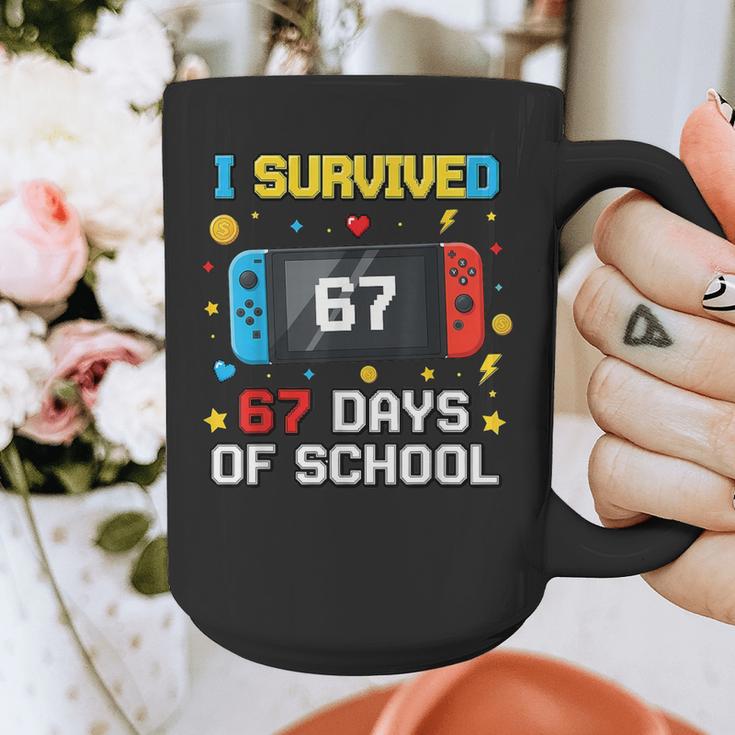 I Survived 67 Days Of School 67 Teacher Squad Matching Graphic Print Coffee Mug, funny design I Survived 67 Days Of School 67 Teacher Squad Matching Graphic Print Coffee Mug, funny design