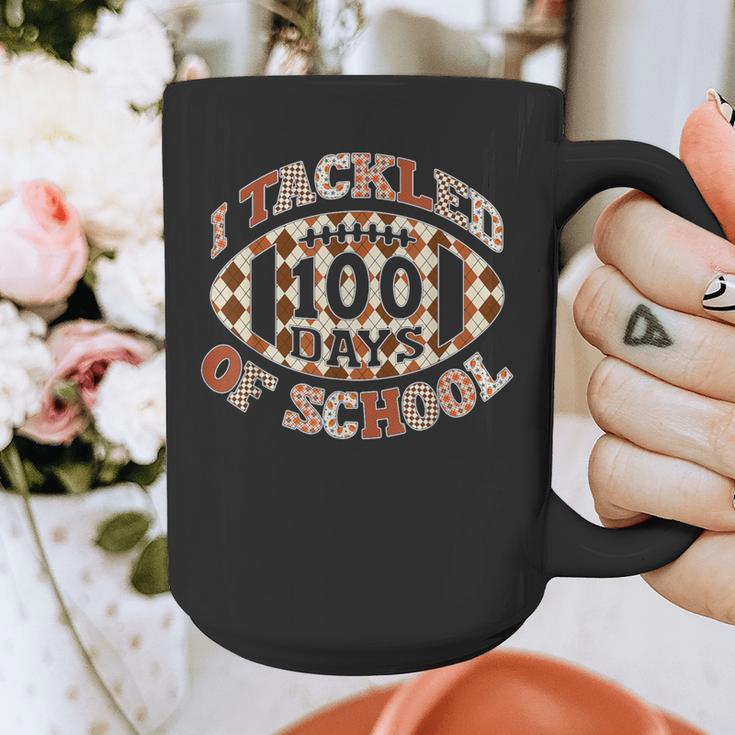 I Tackled 100 Days Of School Football Boys Girls Teachers Graphic Print Coffee Mug, funny design