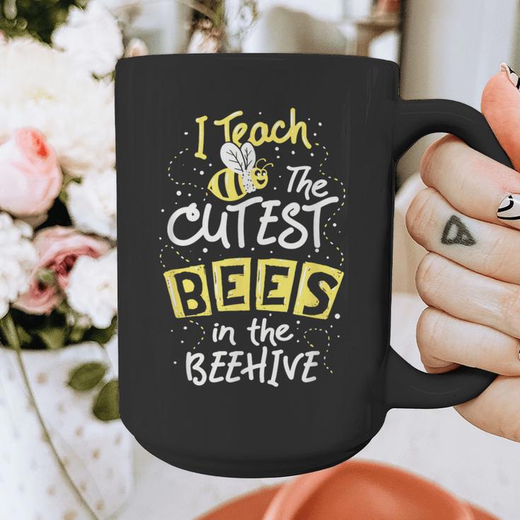 I Teach The Cutest Bees In The Beehive Kindergarten Teacher Graphic Print Coffee Mug, funny design