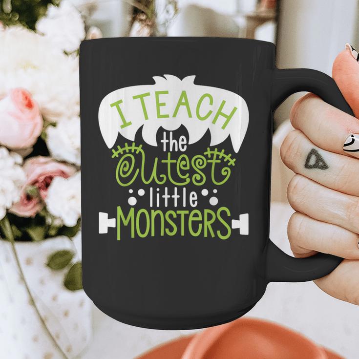 I Teach The Cutest Little Monsters Halloween Teacher Spooky Graphic Print Coffee Mug, funny design