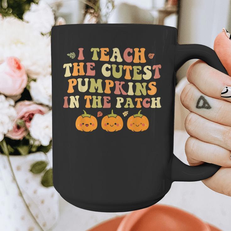 I Teach The Cutest Pumpkins In The Patch Fall Season Teacher Graphic Print Coffee Mug, funny design
