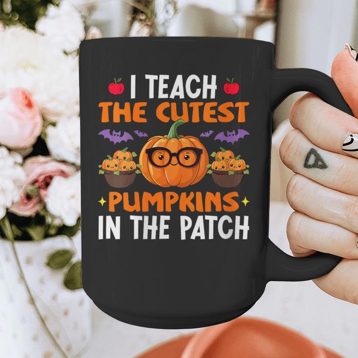 I Teach The Cutest Pumpkins In The Patch Halloween Teacher Graphic Print Coffee Mug, funny design