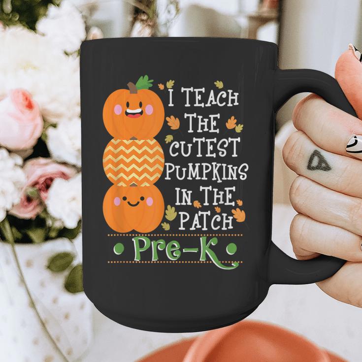 I Teach The Cutest Pumpkins In Patch Pre-K Halloween Teacher Graphic Print Coffee Mug, funny design