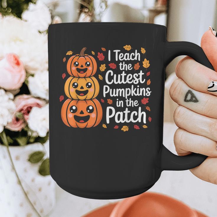i Teach The Cutest Pumpkins In The Patch Teacher Halloween Graphic Print Coffee Mug, funny design