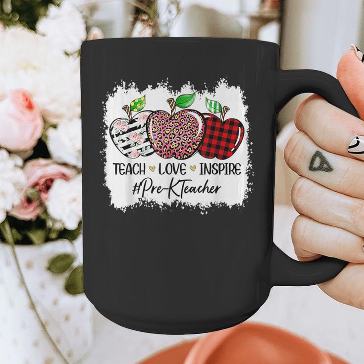 Teach Love Inspire Pre-k Teacher Apple Leopard Red Plain Graphic Print Coffee Mug, funny design