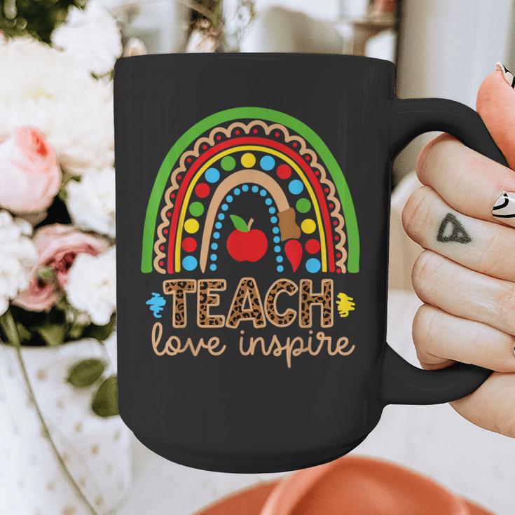 Teach Love Inspire Rainbow Leopard Cheetah Print Teacher Graphic Print Coffee Mug, funny design Teach Love Inspire Rainbow Leopard Cheetah Print Teacher Graphic Print Coffee Mug, funny design