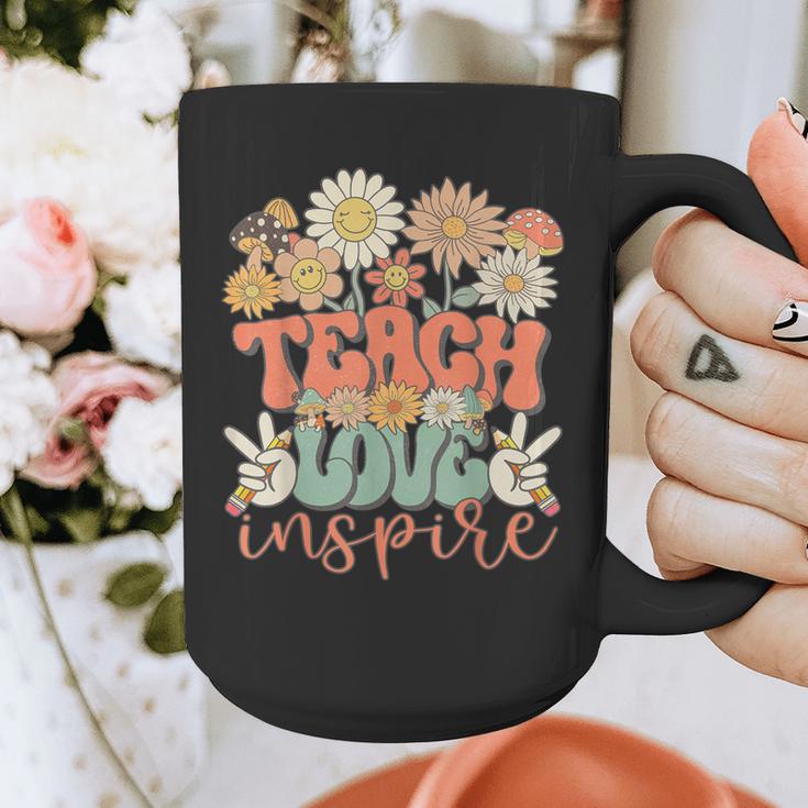 Teach Love Inspire Retro Groovy Daisy Back To School Teacher For Men Women Kids Graphic Print Coffee Mug, Groovy Teacher Gifts, funny design Teach Love Inspire Retro Groovy Daisy Back To School Teacher For Men Women Kids Graphic Print Coffee Mug, Groovy Teacher Gifts, funny design