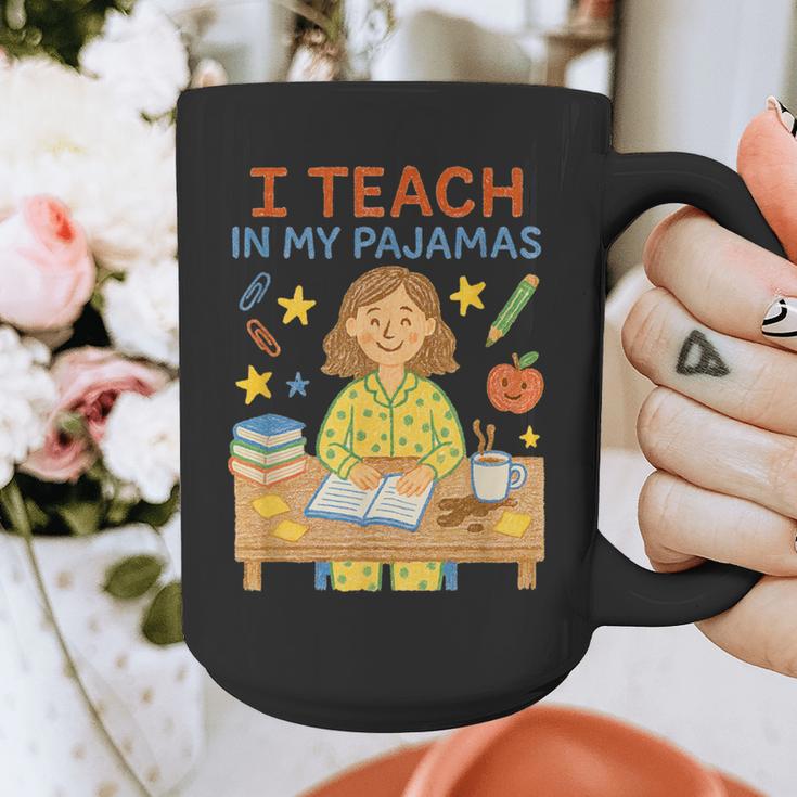 I Teach In My Pajamas Crayon Home School Teacher PJs Graphic Print Coffee Mug, funny design I Teach In My Pajamas Crayon Home School Teacher PJs Graphic Print Coffee Mug, funny design