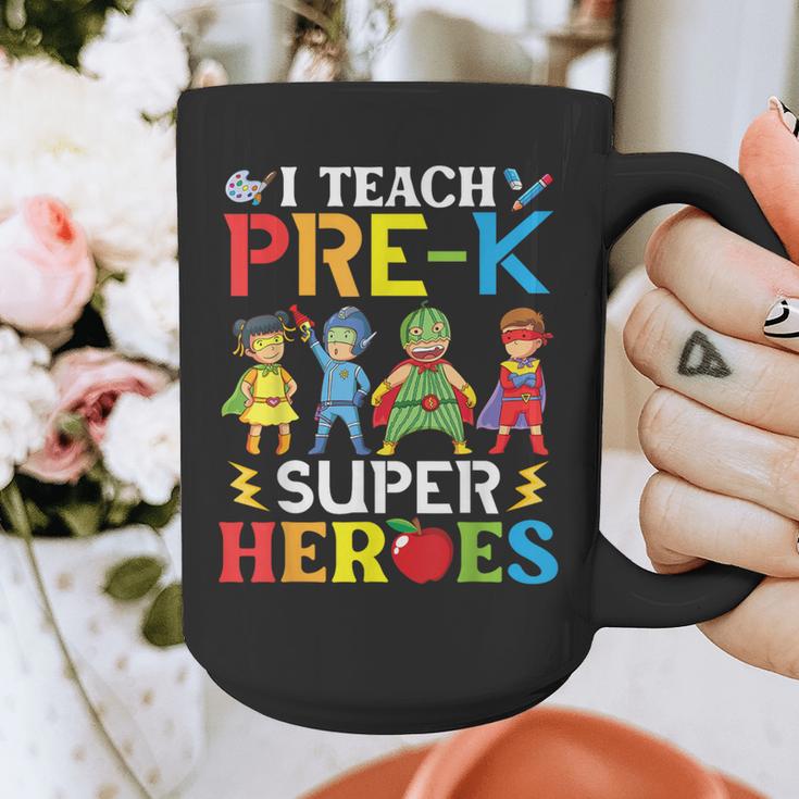 I Teach Pre-K Superheroes Students Teacher Back To School Graphic Print Coffee Mug, funny design