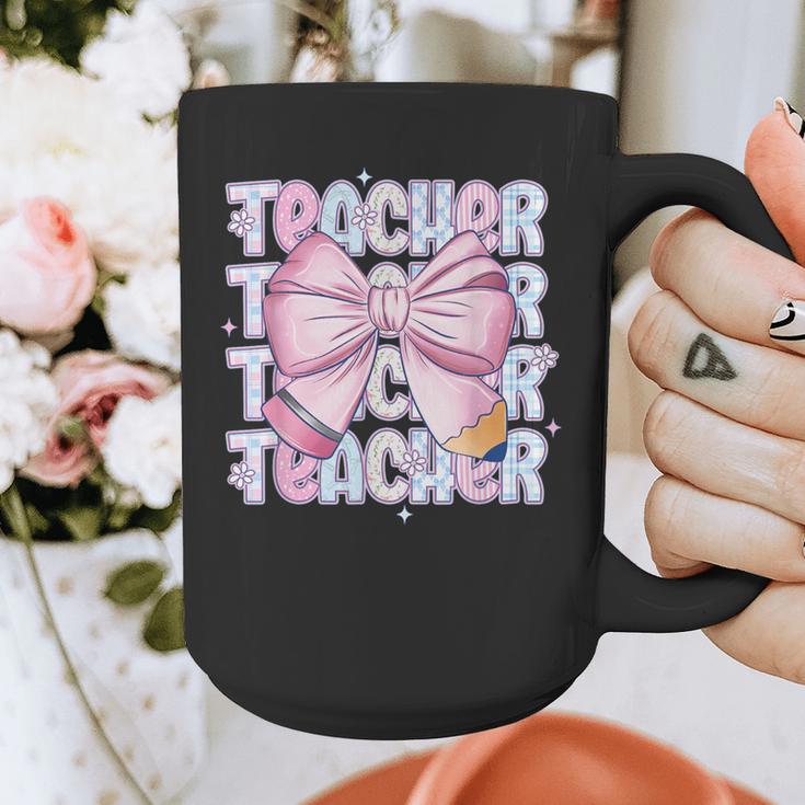 Teacher Bow Pencil Flowers Teacher Back To School Graphic Print Coffee Mug, funny design Teacher Bow Pencil Flowers Teacher Back To School Graphic Print Coffee Mug, funny design