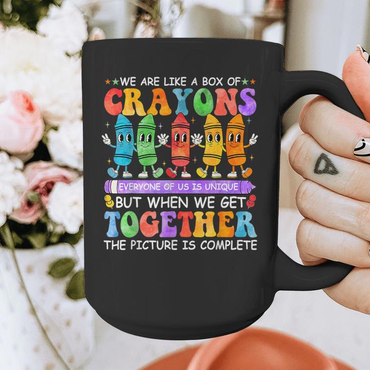 Teacher We Are Like A Box Of Crayons Back To School Men Women Kids Graphic Print Coffee Mug, funny design