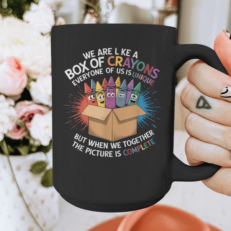 Teacher We Are Like a Box Of Crayons Graphic Print Coffee Mug, funny design