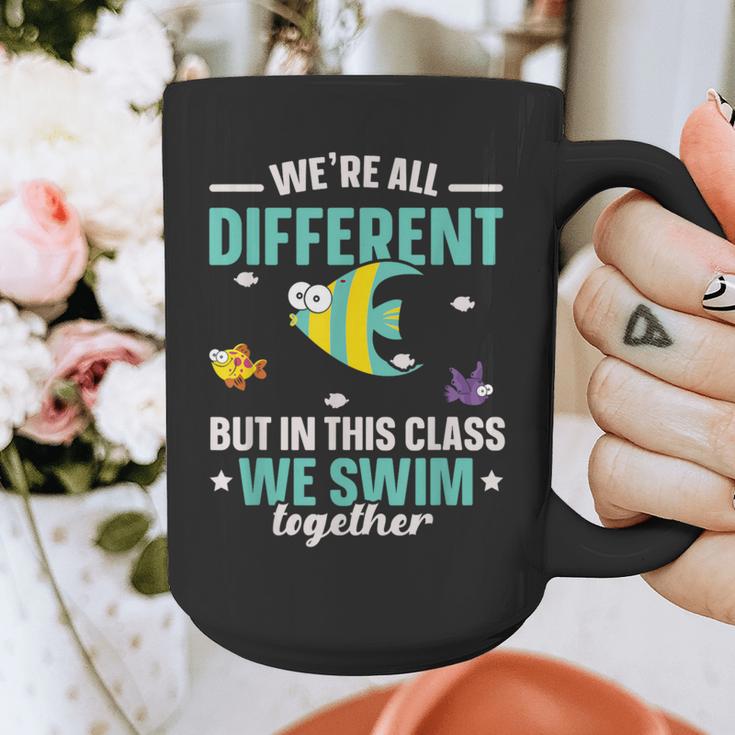 Teacher We All Different But In This Class We Swim Together Graphic Print Coffee Mug, funny design Teacher We All Different But In This Class We Swim Together Graphic Print Coffee Mug, funny design