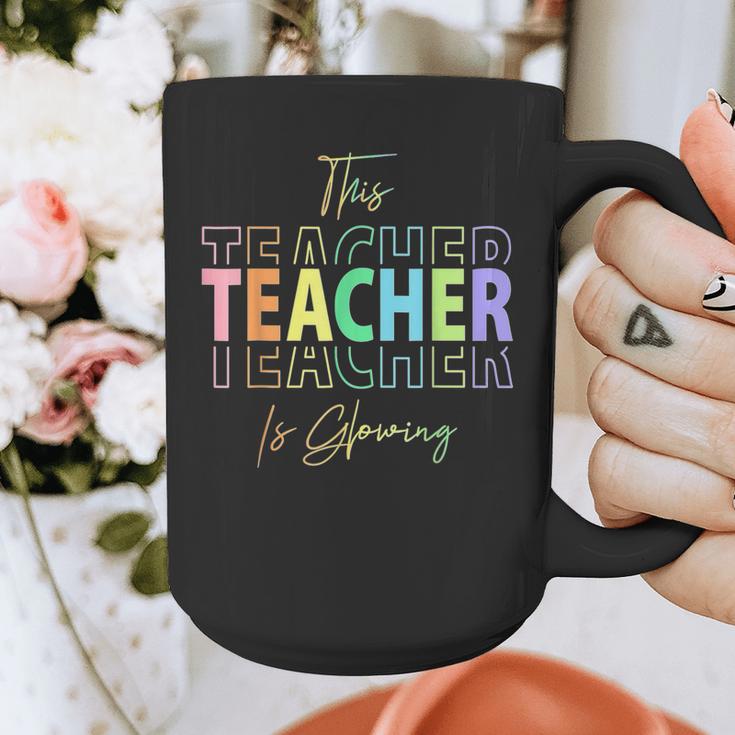 This Teacher Is Glowing Hello Summer End Of School Graphic Print Coffee Mug, funny design This Teacher Is Glowing Hello Summer End Of School Graphic Print Coffee Mug, funny design