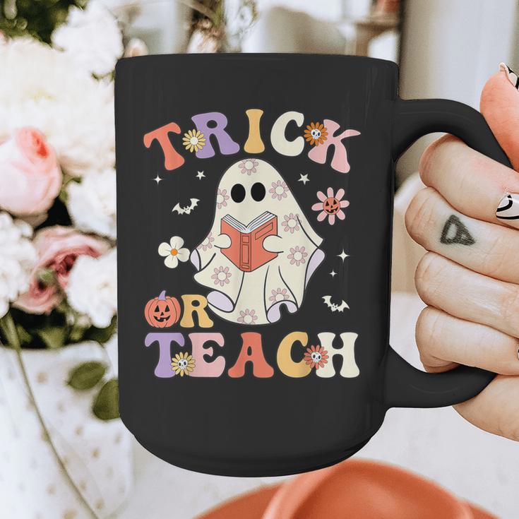 Teacher Halloween Trick Or Teach Floral Ghost Graphic Print Coffee Mug, funny design