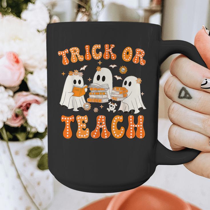 Teacher Halloween Trick Or Teach Retro Groovy Floral Ghost Graphic Print Coffee Mug, Groovy Teacher Gifts, funny design Teacher Halloween Trick Or Teach Retro Groovy Floral Ghost Graphic Print Coffee Mug, Groovy Teacher Gifts, funny design