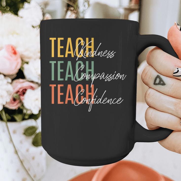 Teacher Kindness Compassion Confidence Teaching Graphic Print Coffee Mug, funny design Teacher Kindness Compassion Confidence Teaching Graphic Print Coffee Mug, funny design