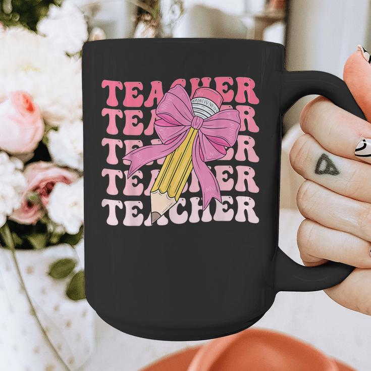 Teacher Pencil Back To School Groovy Pink Teacher First Day Graphic Print Coffee Mug, Groovy Teacher Gifts, funny design Teacher Pencil Back To School Groovy Pink Teacher First Day Graphic Print Coffee Mug, Groovy Teacher Gifts, funny design