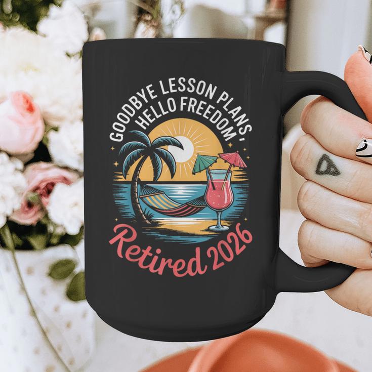 Teacher Retirement Shirts 2026 Goodbye Lesson Hello Freedom Graphic Print Coffee Mug, funny design