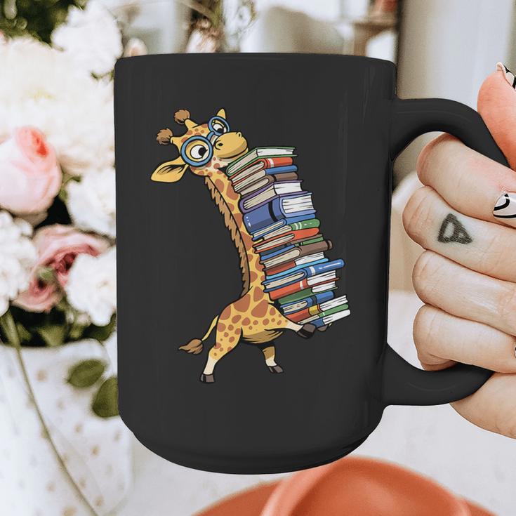 Teacher Shirt Giraffe Holding Books Bookworm Librarian Graphic Print Coffee Mug, funny design