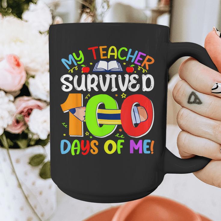 My Teacher Survived 100 Days Of Me 100 Days Of School Graphic Print Coffee Mug, funny design