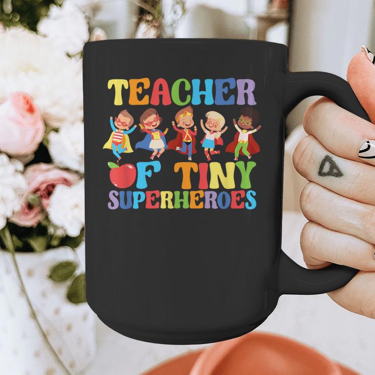 Teacher Of Tiny Superheroes Teach 100th Day Of School Graphic Print Coffee Mug, funny design