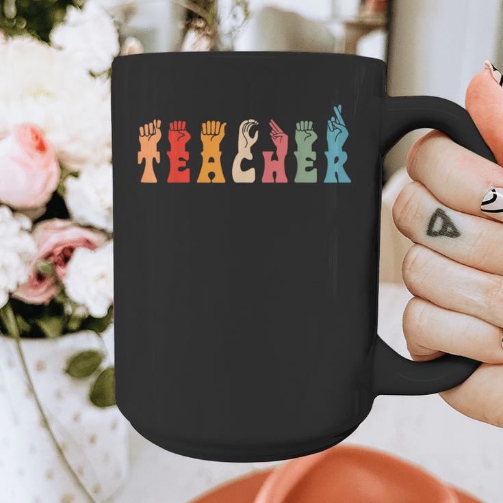 Teacher Word In Sign Language Awareness ASL Back To School Graphic Print Coffee Mug, funny design Teacher Word In Sign Language Awareness ASL Back To School Graphic Print Coffee Mug, funny design