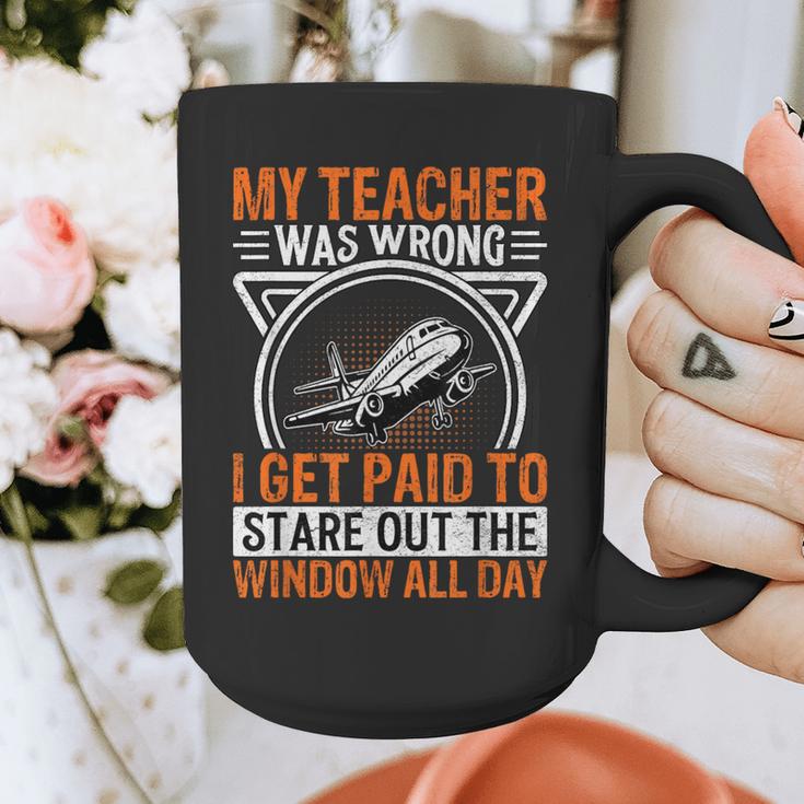 My Teacher Was Wrong I Get Paid To Stare Out The Window Graphic Print Coffee Mug, funny design