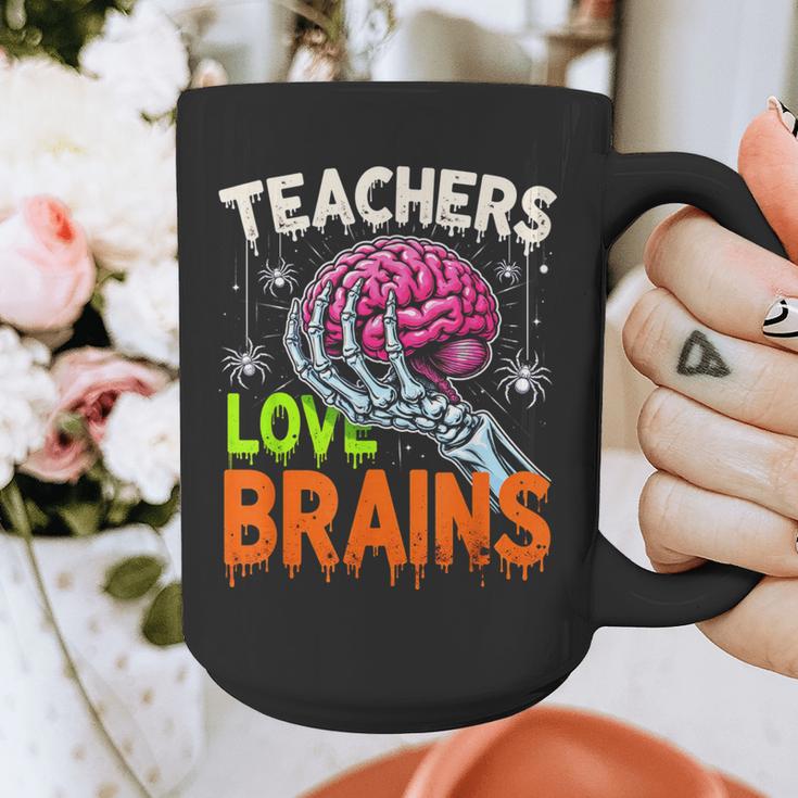 Teachers Love Brains Halloween 2025 Skeleton Costume Graphic Print Coffee Mug, funny design