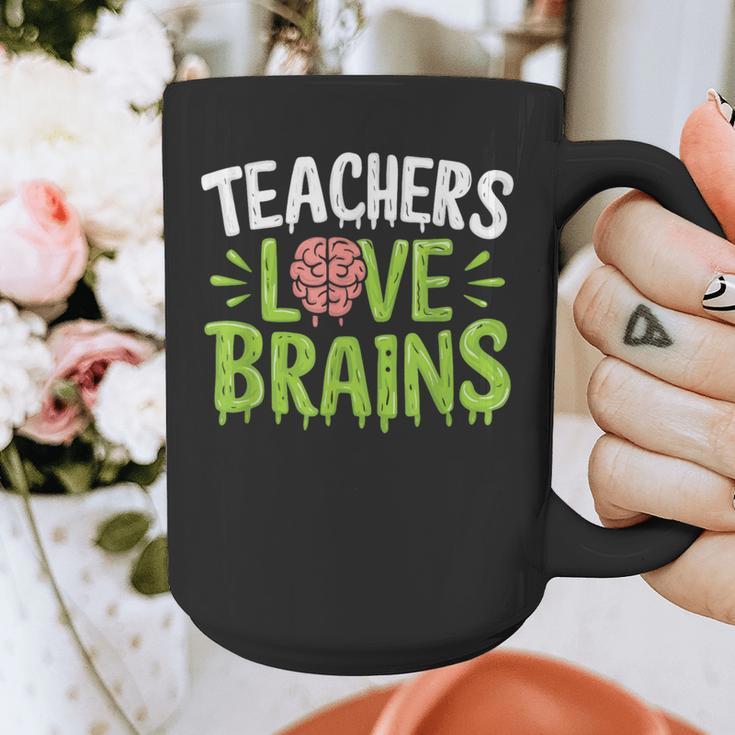 Teachers Love Brains Halloween Teacher Zombie Graphic Print Coffee Mug, funny design Teachers Love Brains Halloween Teacher Zombie Graphic Print Coffee Mug, funny design