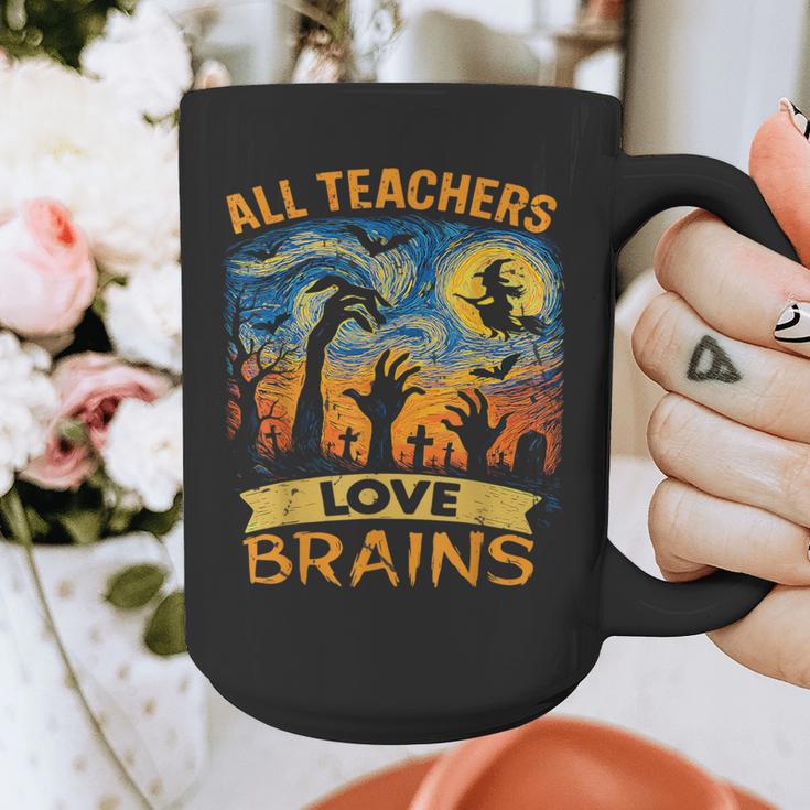 All Teachers Love Brains Shirt Teacher Halloween Tee Graphic Print Coffee Mug, funny design