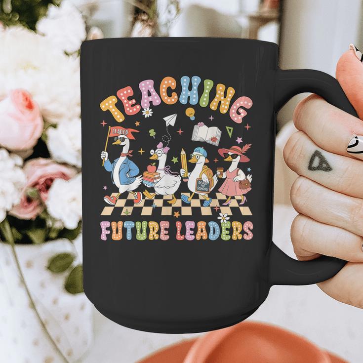 Teaching Future Leaders Teacher Back To School Cute Goose Graphic Print Coffee Mug, Future Teacher Gifts, funny design