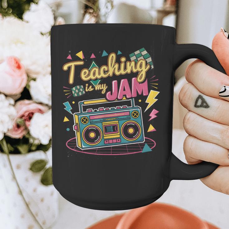 Teaching Is My Jam Groovy Retro Teacher Back To School Graphic Print Coffee Mug, Groovy Teacher Gifts, funny design