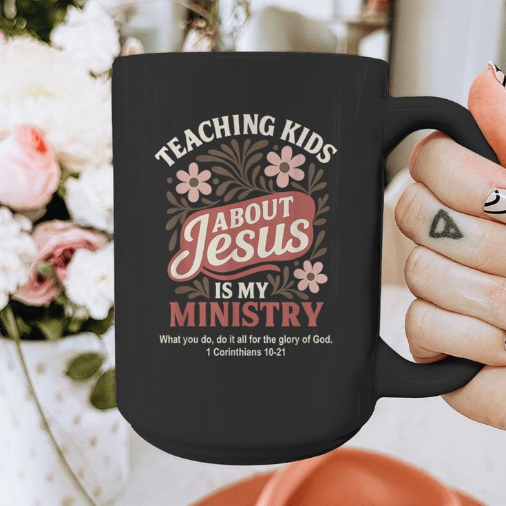Teaching Kids About Jesus Is My Ministry Christian Teacher Graphic Print Coffee Mug, funny design Teaching Kids About Jesus Is My Ministry Christian Teacher Graphic Print Coffee Mug, funny design