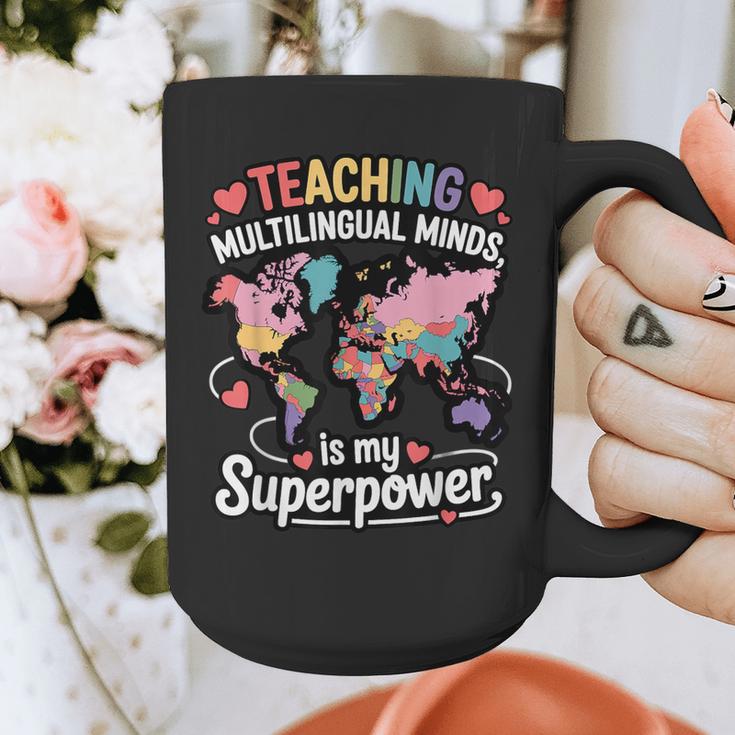 Teaching Multilingual Minds Learners English ESL Teacher Graphic Print Coffee Mug, Esl Teacher Gifts, English Teacher Gifts, funny design