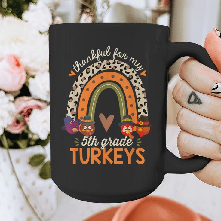 Thankful For My 5th Grade Turkeys Thanksgiving Teacher Graphic Print Coffee Mug, funny design