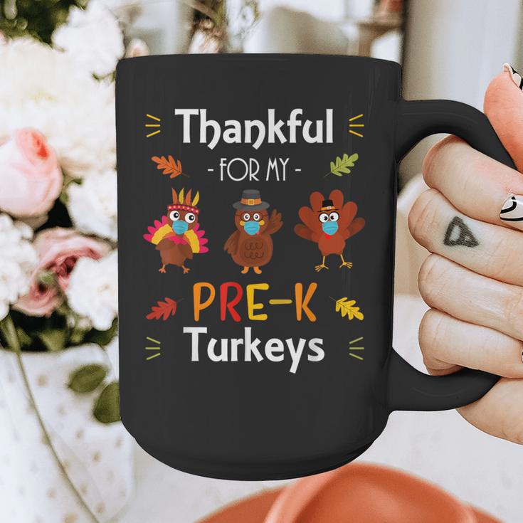 Thankful For My Prek Turkeys In Masks Thanksgiving Teacher For Men Women Graphic Print Coffee Mug, funny design