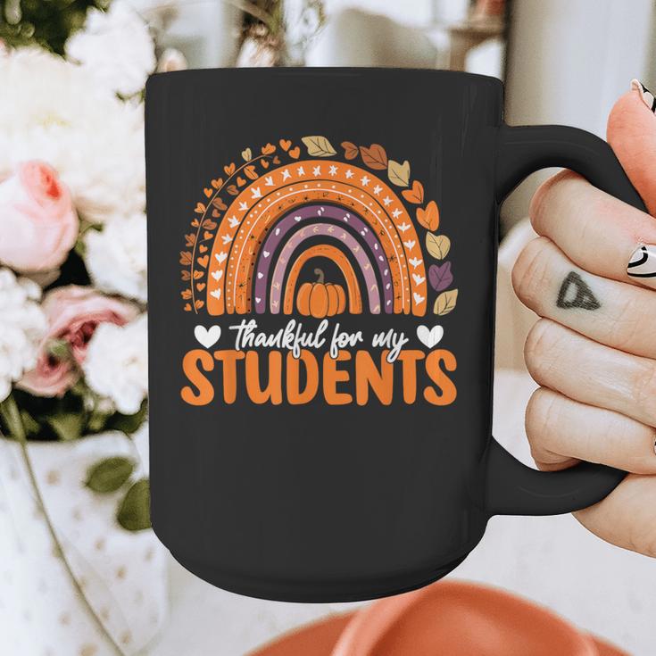 Thankful For My Students Teacher Thanksgiving School Fall Graphic Print Coffee Mug, funny design