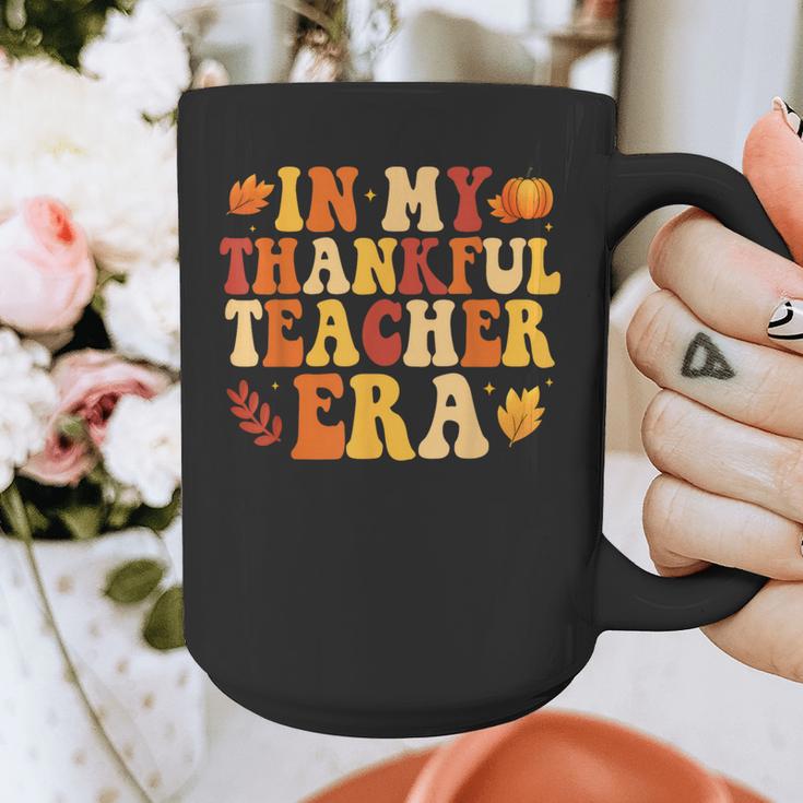 In My Thankful Teacher Era Autumn Thanksgiving Fall Season Graphic Print Coffee Mug, funny design