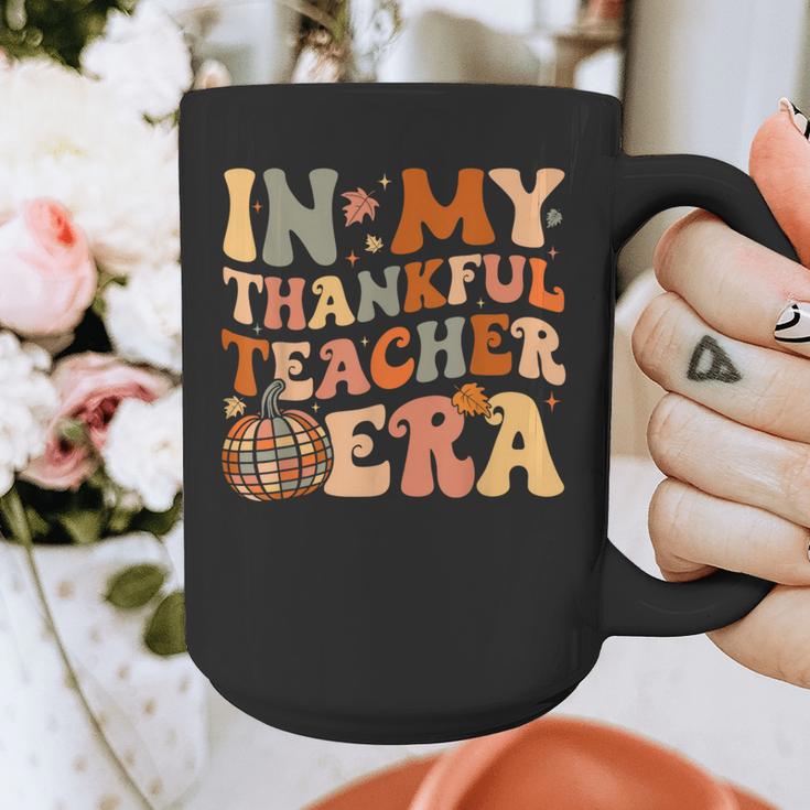 In My Thankful Teacher Era Cute Groovy Thanksgiving Teacher Graphic Print Coffee Mug, Groovy Teacher Gifts, funny design