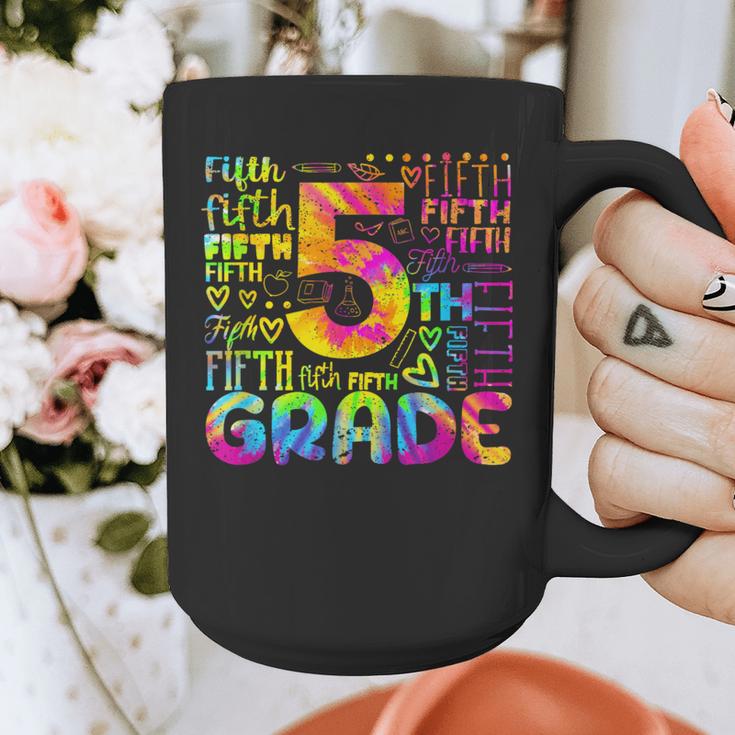 Tie Dye 5th Grade Typography Team Fifth Grade Teacher For Men Women Girls Kids Graphic Print Coffee Mug, funny design