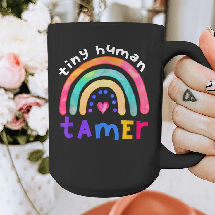 Tiny Human Tamer Watercolor Rainbow Daycare Teacher Graphic Print Coffee Mug, funny design Tiny Human Tamer Watercolor Rainbow Daycare Teacher Graphic Print Coffee Mug, funny design