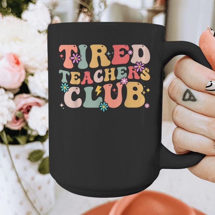 Tired Teachers Club Groovy Teachers Back To School Tee Graphic Print Coffee Mug, funny design