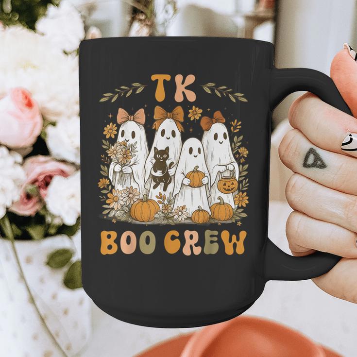 TK Boo Crew Preppy Halloween Floral Ghost TK Teacher Team TK Graphic Print Coffee Mug, funny design TK Boo Crew Preppy Halloween Floral Ghost TK Teacher Team TK Graphic Print Coffee Mug, funny design