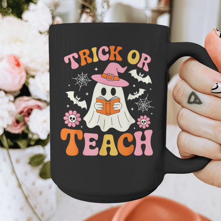 Trick Or Teach Cute Floral Ghost Teacher Halloween Costume Graphic Print Coffee Mug, funny design