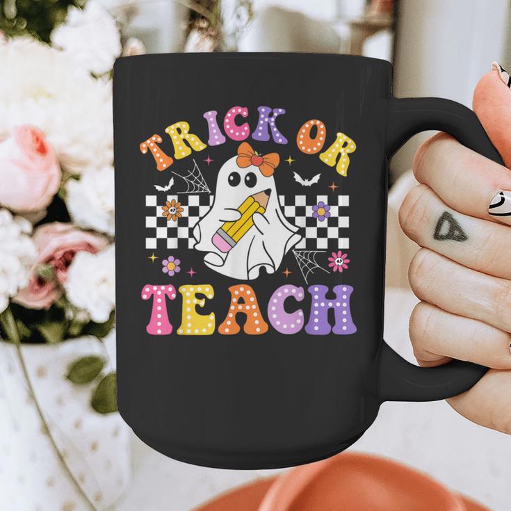 Trick Or Teach Groovy Halloween Teachers Graphic Print Coffee Mug, funny design Trick Or Teach Groovy Halloween Teachers Graphic Print Coffee Mug, funny design