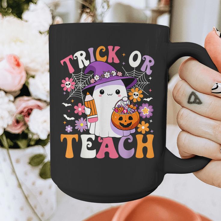 Trick Or Teach Groovy Teacher Ghost Halloween Teacher Graphic Print Coffee Mug, Groovy Teacher Gifts, funny design Trick Or Teach Groovy Teacher Ghost Halloween Teacher Graphic Print Coffee Mug, Groovy Teacher Gifts, funny design